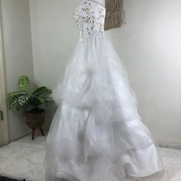 NWT 90s y2k vintage Lorelai strapless fairytale wedding gown pastel embroidered - Picture 7 of 9